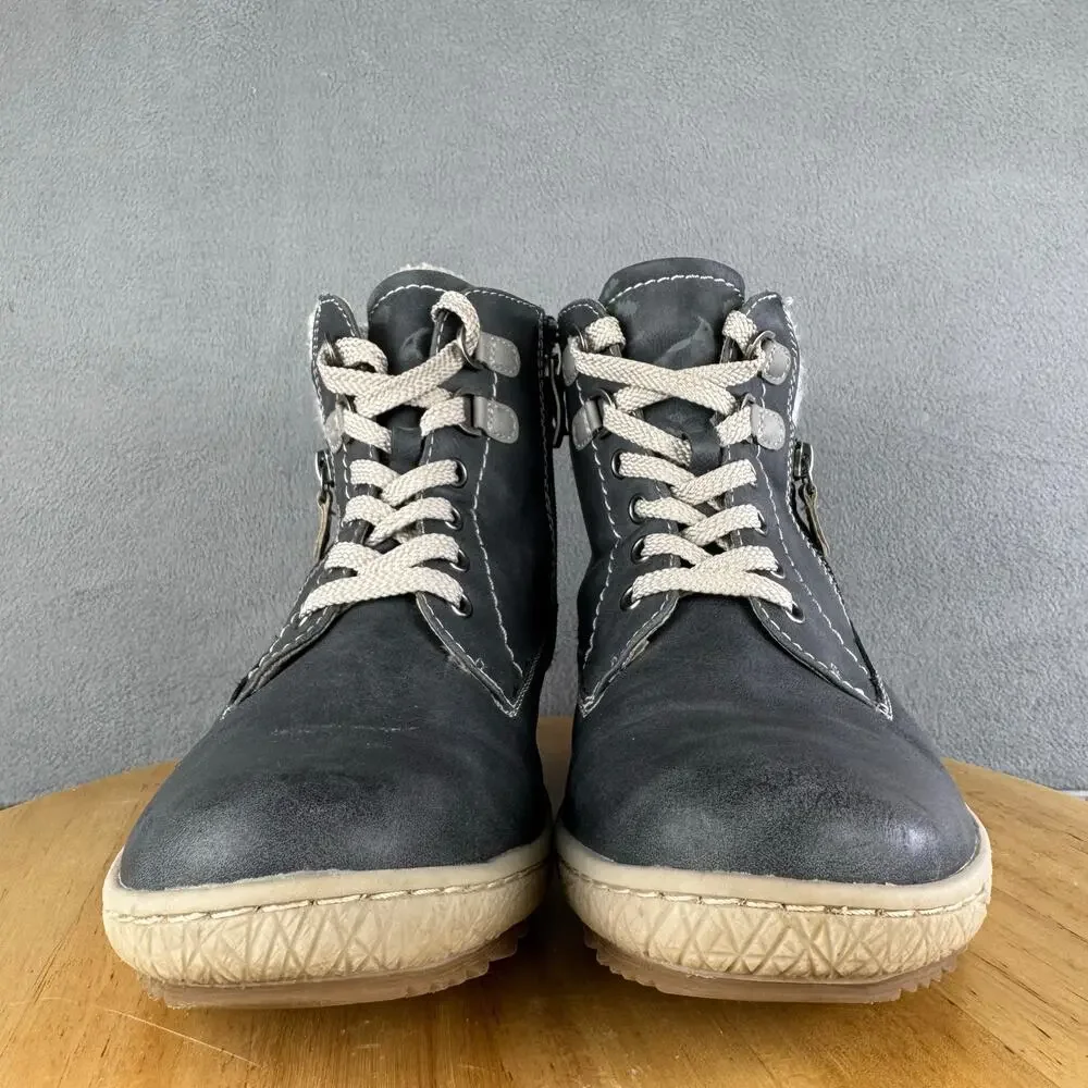 Spring Step Karlene Side Zip Lace-Up Gray Ankle Boots‎ Women’s Size 40/ 10 US